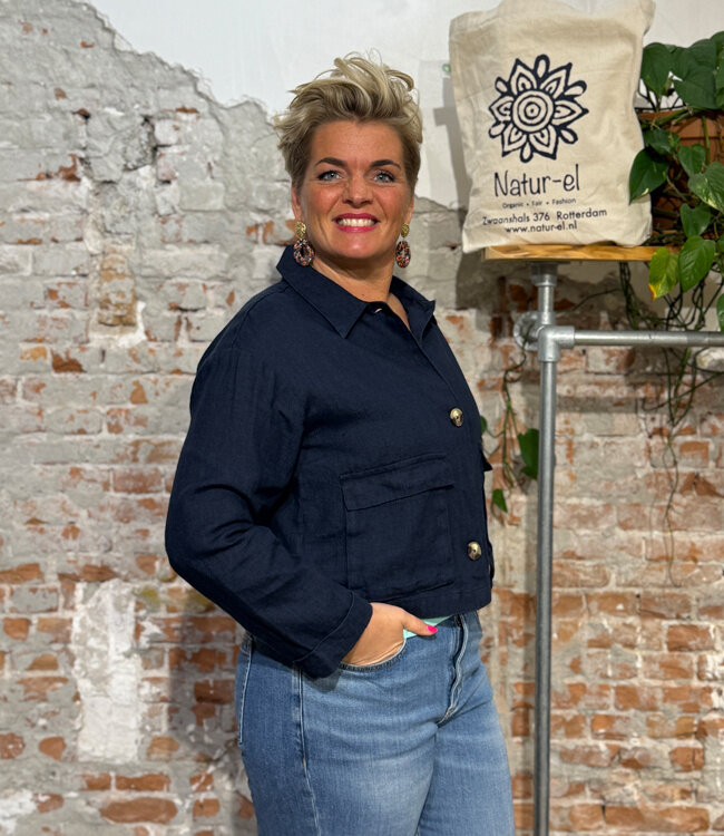 MAZINE linnen blouse jasje JELKA BLUE