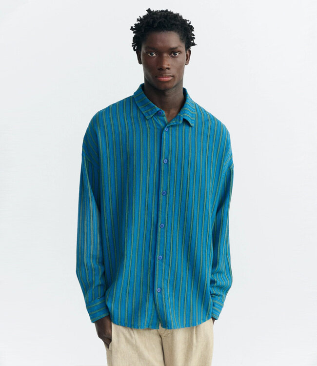 THINKING MU gestreept overhemd HARU WINDSOR biokatoen