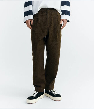 THINKING MU THINKING MU seersucker broek LUC WOOD biologisch katoen