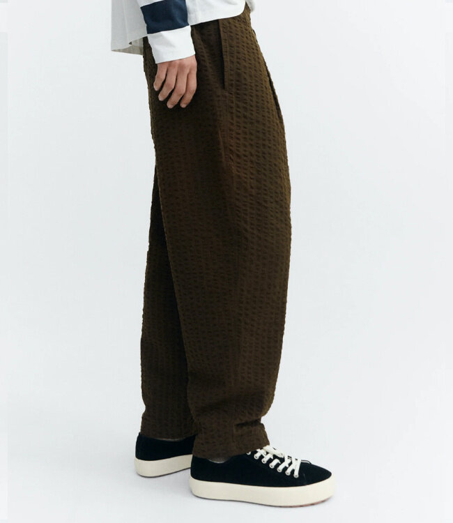 THINKING MU seersucker broek LUC WOOD biologisch katoen