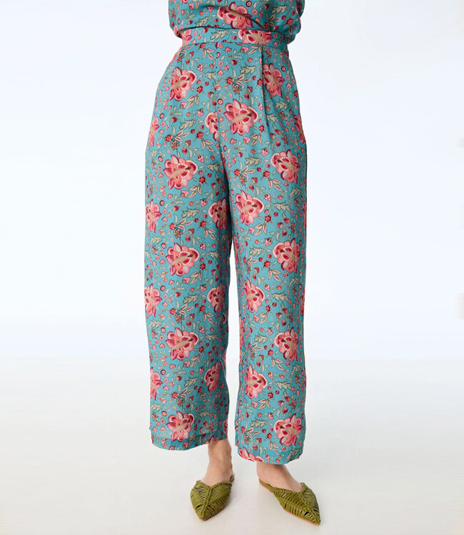 HIMALAYA broek MOLO FLOWERS BLUE met print van modal