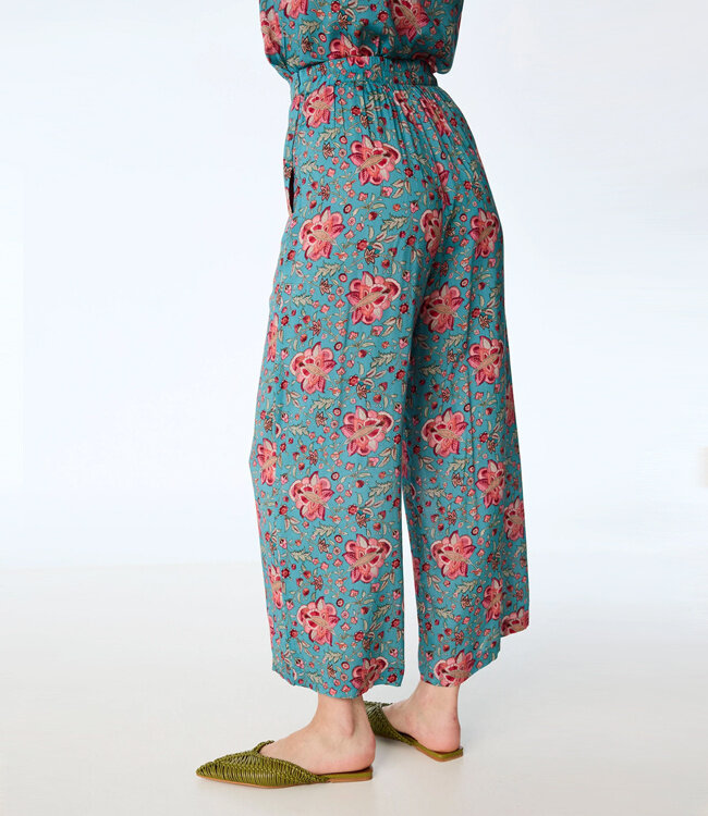 HIMALAYA broek MOLO FLOWERS BLUE met print van modal