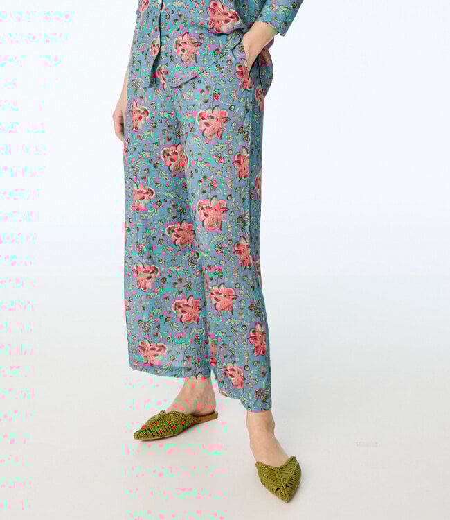 HIMALAYA broek MOLO FLOWERS BLUE met print van modal