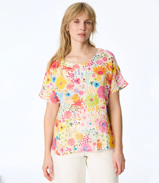 HIMALAYA linnen blouse top FLOWERFIELD met print