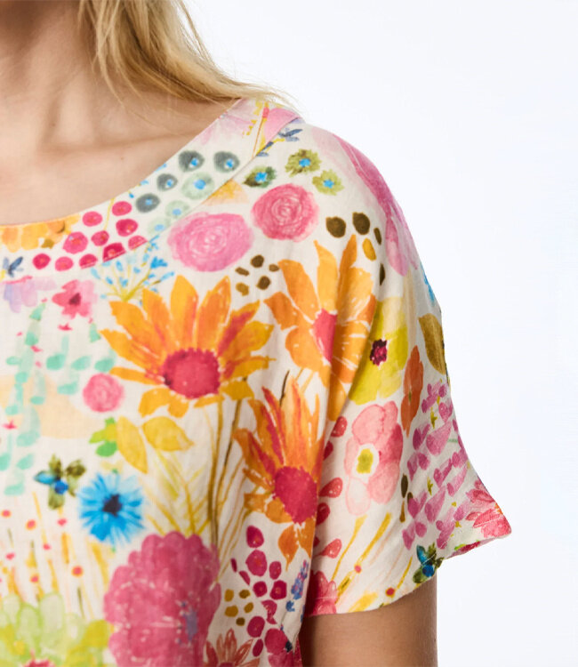 HIMALAYA linnen blouse top FLOWERFIELD met print