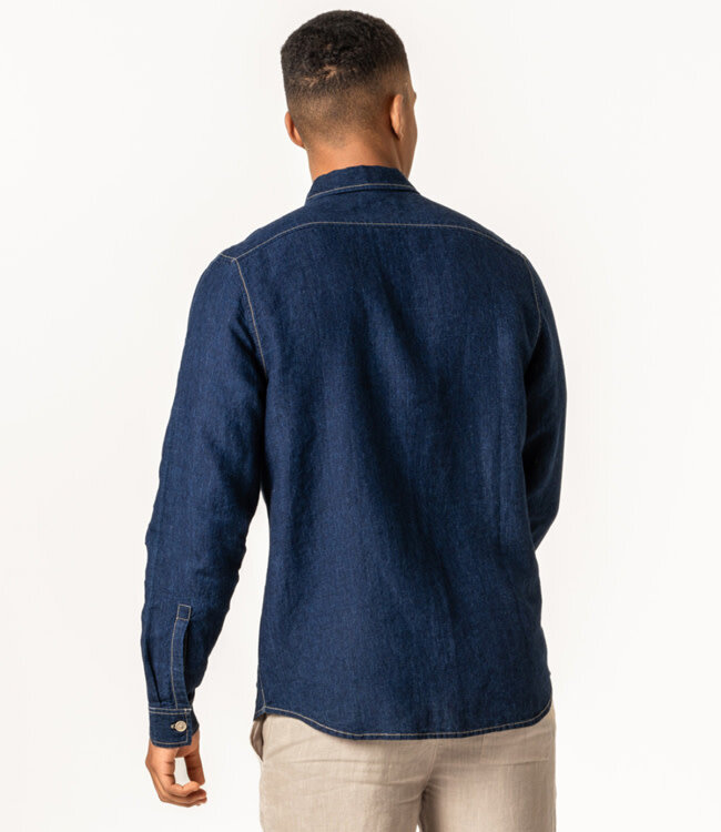 LIVING CRAFTS 100% Linnen overhemd heren INDIGO