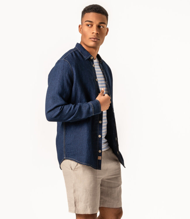 LIVING CRAFTS 100% Linnen overhemd heren INDIGO