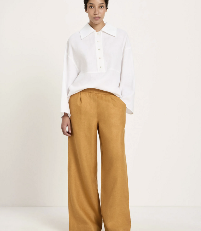 LANIUS linnen broek met wijde pijpen HONEY pure linnen