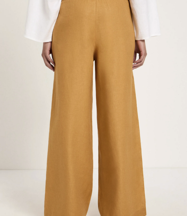 LANIUS linnen broek met wijde pijpen HONEY pure linnen