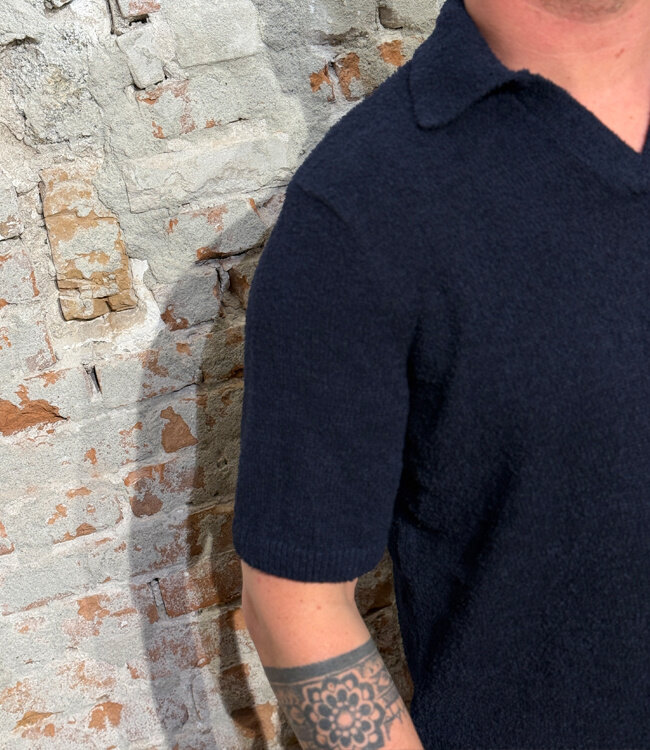 ARMEDANGELS polo shirt BOUCLE NIGHT biologisch katoen mix