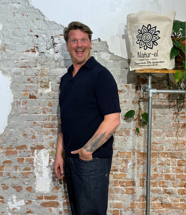 ARMEDANGELS polo shirt BOUCLE NIGHT biologisch katoen mix