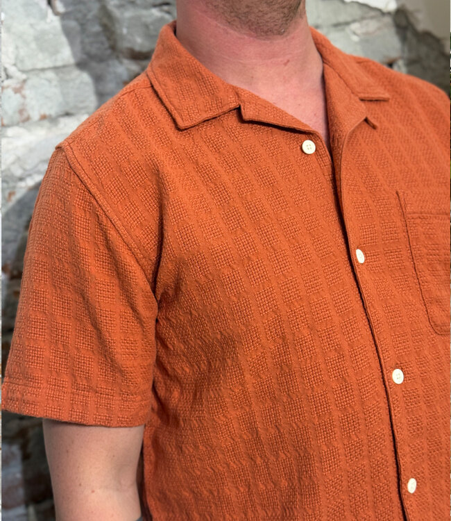 Overhemd korte mouw STRUCTURE BRICK biokatoen KCA