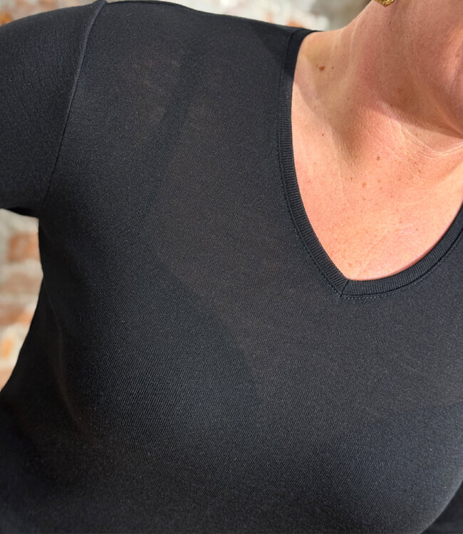 ENGEL Wol zijde pyjama nachthemd dames ZWART LIMITED