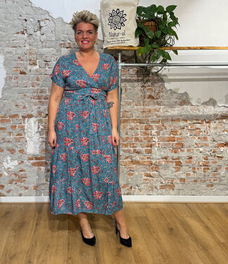 HIMALAYA maxi jurk ERIN FLOWERS BLUE met print van modal