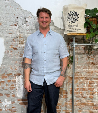 MAZINE MAZINE linnen overhemd MICHA BLUE korte mouw