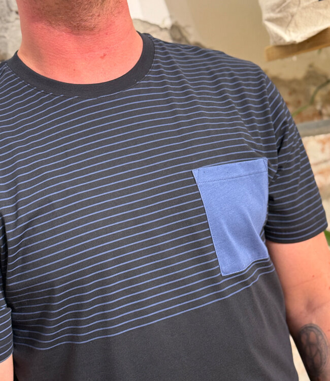 MAZINE gestreept shirt HALFWAY STRIPE van biologisch katoen