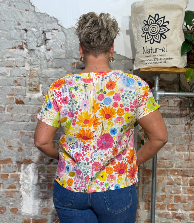 HIMALAYA linnen blouse top FLOWERFIELD met print