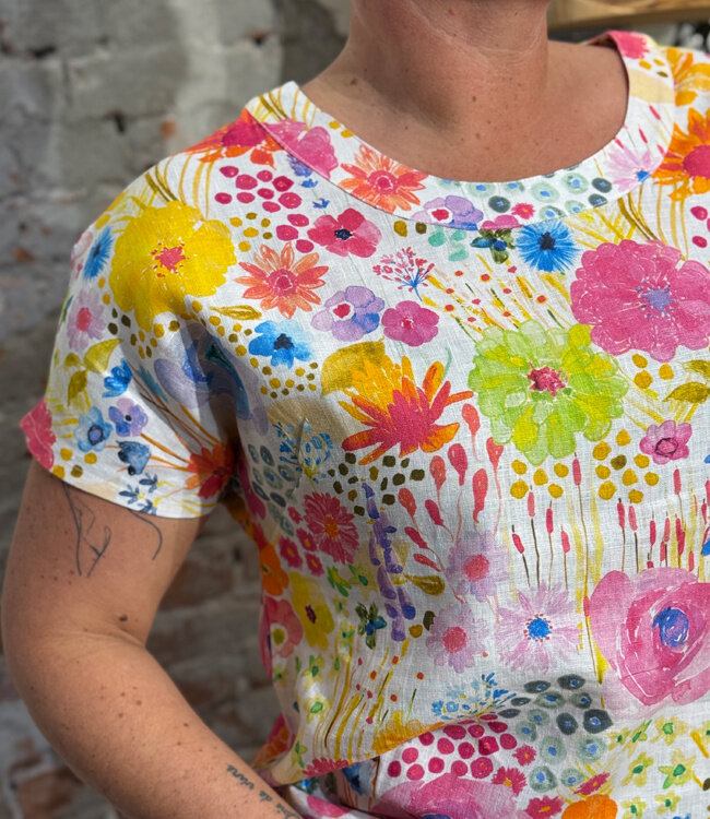 HIMALAYA linnen blouse top FLOWERFIELD met print