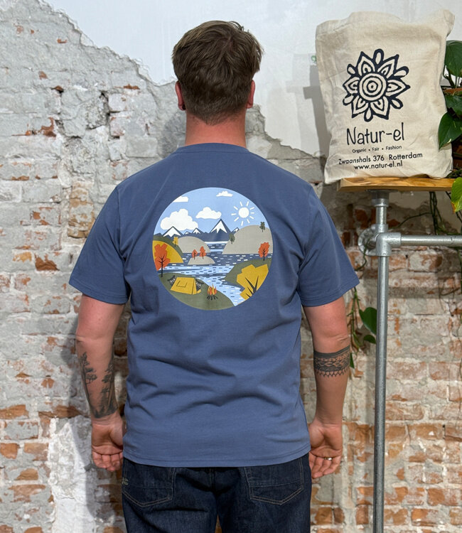 T-shirt met print CAMPING INDIGO biologisch katoen KCA