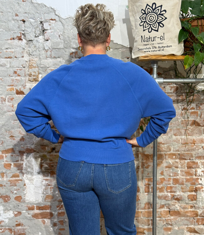 THINKING MU sweater BONNIE KOBALT biologisch katoen