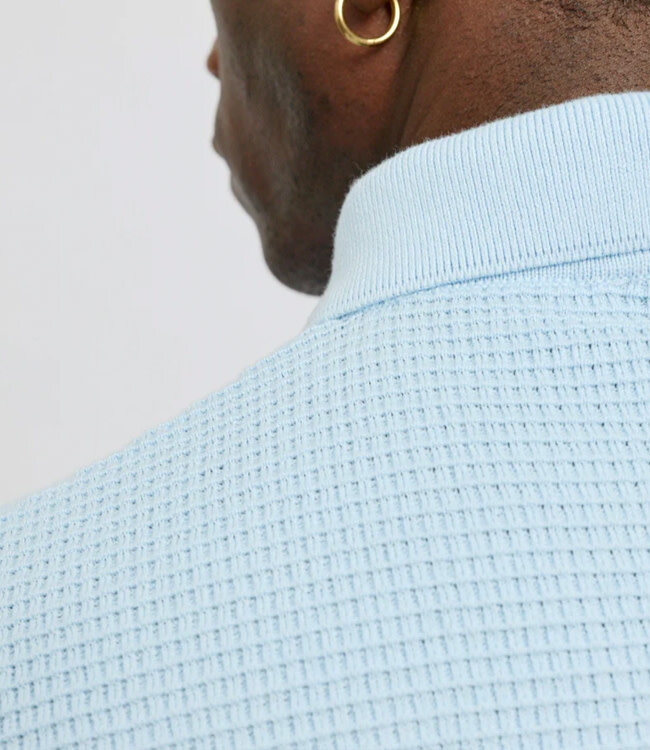 MAZINE gebreide polo shirt DREAM BLUE van biologisch katoen