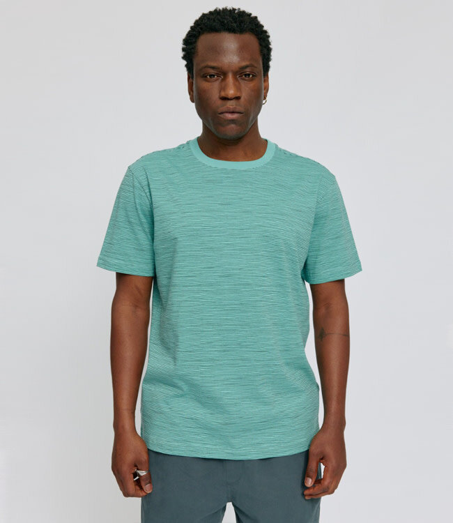 MAZINE gestreept shirt WOBBLY TURQUOISE van biologisch katoen