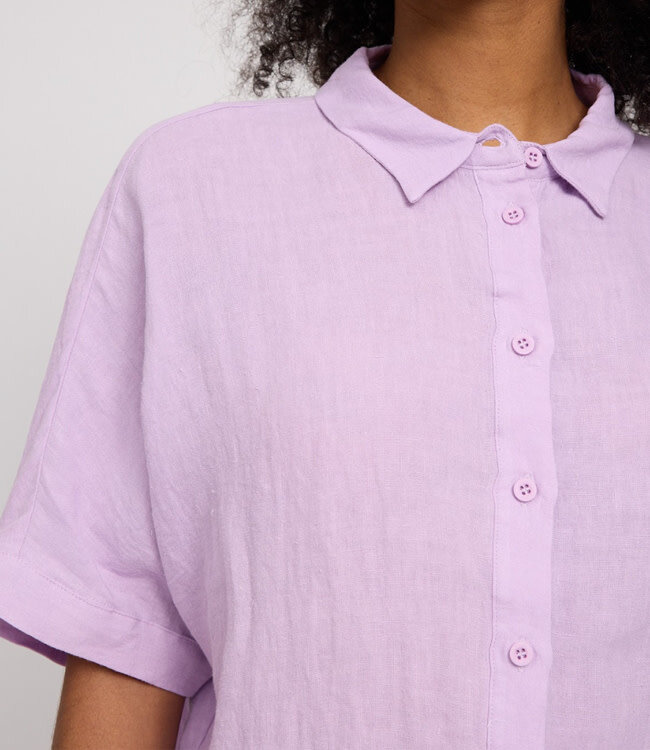MAZINE wijde linnen blouse ELLA LAVENDER korte mouw
