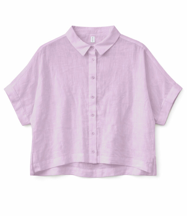 MAZINE wijde linnen blouse ELLA LAVENDER korte mouw