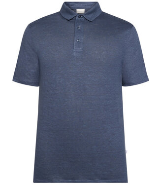 KnowledgeCottonApparel Pure Linnen polo ROWAN VINTAGE INDIGO kca