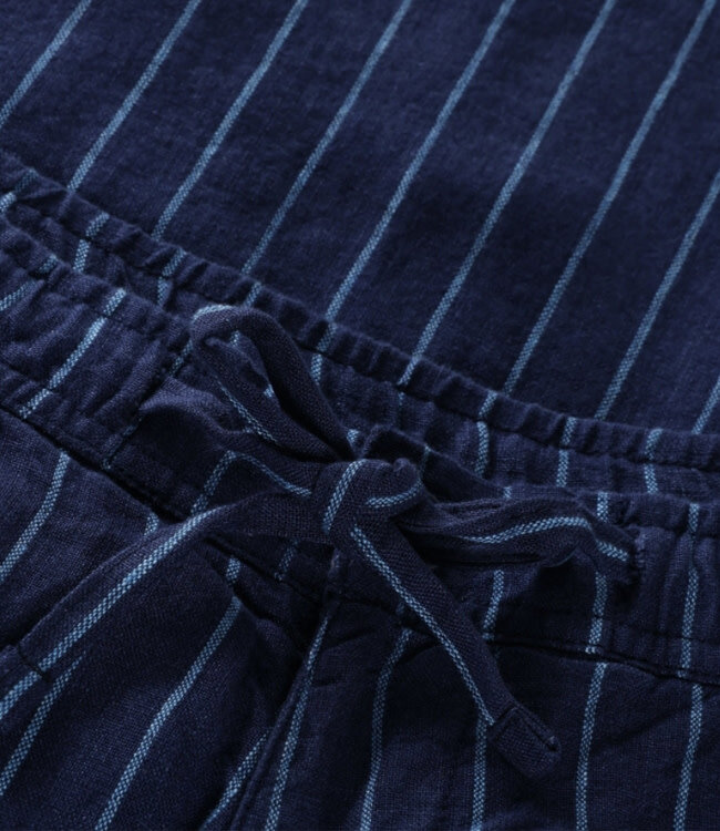 !00% linnen korte broek NELIS STRIPES BLUE kca