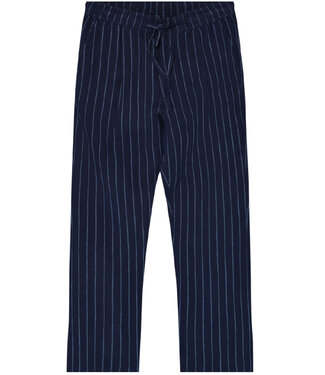 KnowledgeCottonApparel gestreepte pure linnen broek JACOB BLUE kca