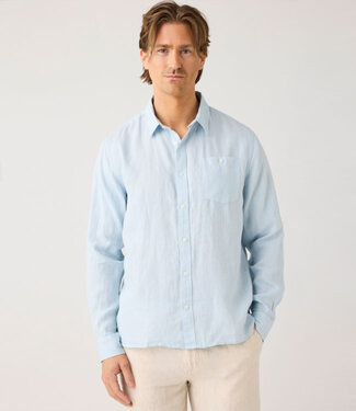 KnowledgeCottonApparel Linnen overhemd WAHID SKY lange mouw KCA