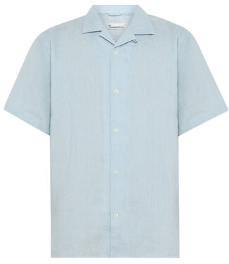 KnowledgeCottonApparel Linnen korte mouw overhemd HENRI SKY KCA