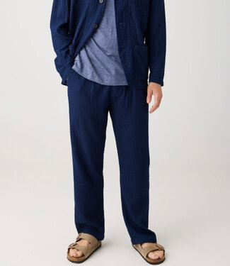 KnowledgeCottonApparel Broek van mousseline KEES NAVY 100% biologisch katoen