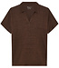KNOWLEDGE COTTON APPAREL Linnen polo BO CHOCOLATE