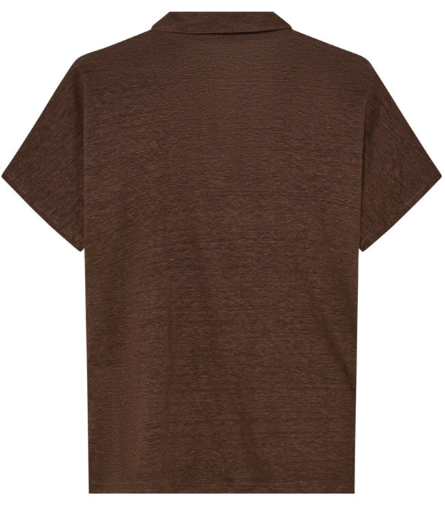 KNOWLEDGE COTTON APPAREL Linnen polo BO CHOCOLATE