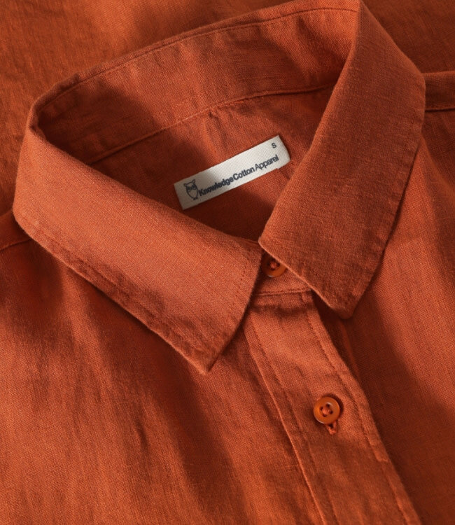 Linnen blouse met opstaande kraag ASTER BRICK KCA