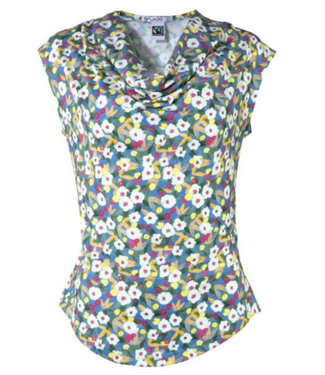 Anukoo ANUKOO watervalhals top JOSJE AQUA BLOOM biologisch katoen