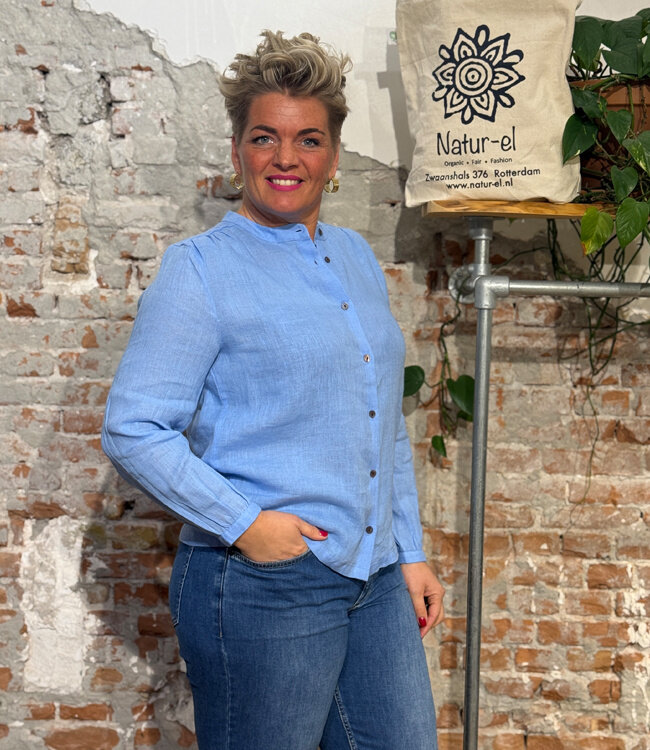 TRANQUILLO linnen blouse JOLAA BLUE