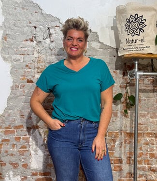 Madness MADNESS v-hals shirt DIONE TEAL van ecovero