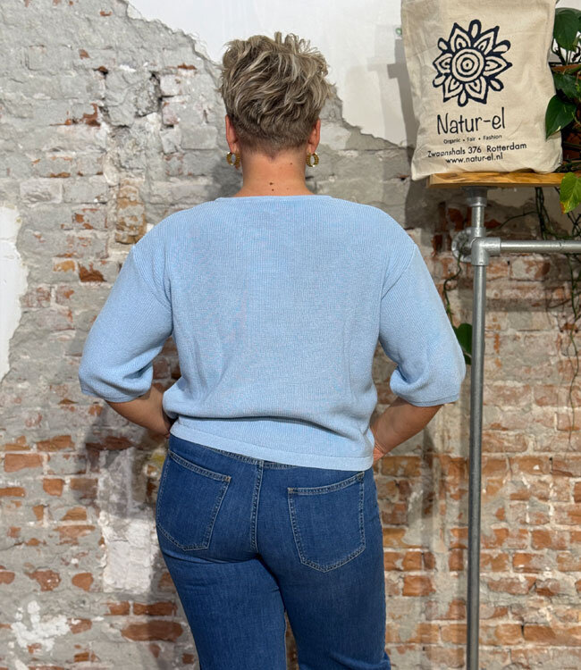 MAZINE trui ASJA BLUE 3/4 mouw biologisch katoen