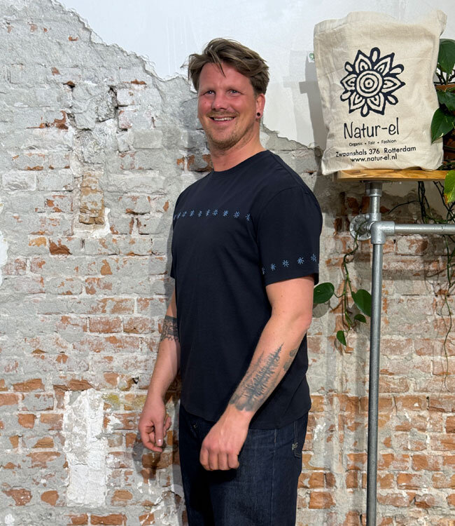 THINKING MU heren shirt AARON SOLETES NAVY bio katoen