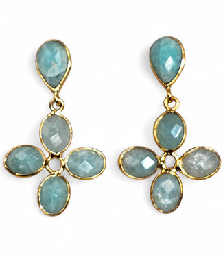 happy lona FAIRTRADE Oorbellen met stenen CLOVER GREEN verguld