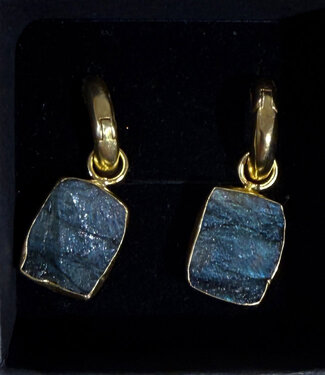 happy lona FAIRTRADE Oorbellen met stenen SQUARE MOON verguld