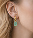 happy lona FAIRTRADE Oorbellen met stenen SQUARE GREEN verguld