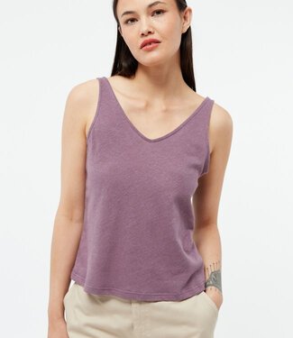 GIVN GIVN linnen top met v-hals JET VIOLET 100% linnen