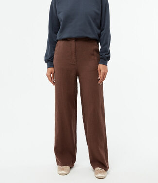 GIVN GIVN high waist broek BEA BROWN 100% linnen
