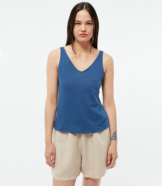 GIVN GIVN linnen top met v-hals JET BLUE linnen katoen