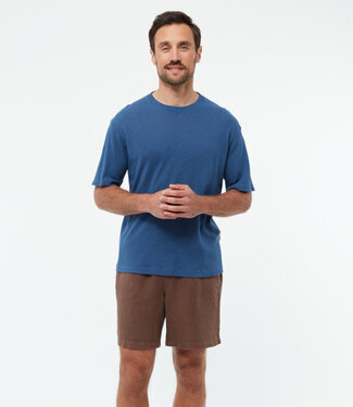 GIVN GIVN effen linnen t-shirt LASSE BLUE linnen katoen