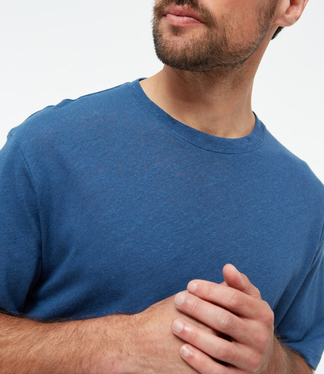 GIVN effen linnen t-shirt LASSE BLUE 100% linnen